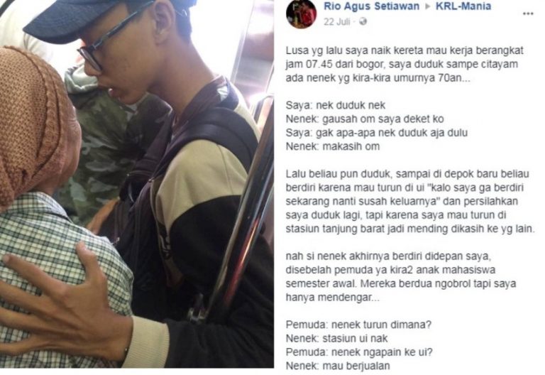 Awalnya ajak ngobrol nenek di kereta saat akan turun pemuda ini lakukan hal tak terduga alhamdulillah masih ada orang baik