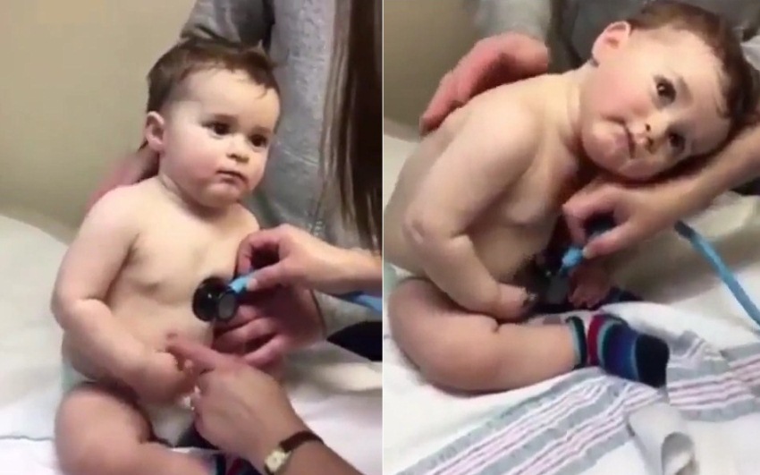Ekspresi bayi ini saat diperiksa bikin gemas, tatapannya bikin dokter terpesona