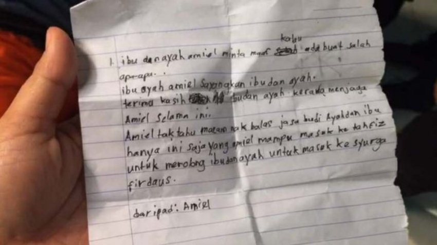 Sehari sebelum meregang nyawa dalam kebakaran, anak ini tulis surat untuk kedua orang tuanya, isinya bikin sedih