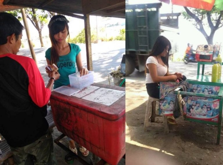 Viral foto foto pedagang es tebu di Mojokerto yang bikin pembeli pria gagal fokus
