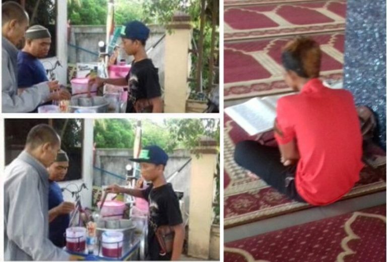 MasyaAllah sempatkan ngaji Quran di sela waktu kerja tukang cilok ini hafal 25 juz