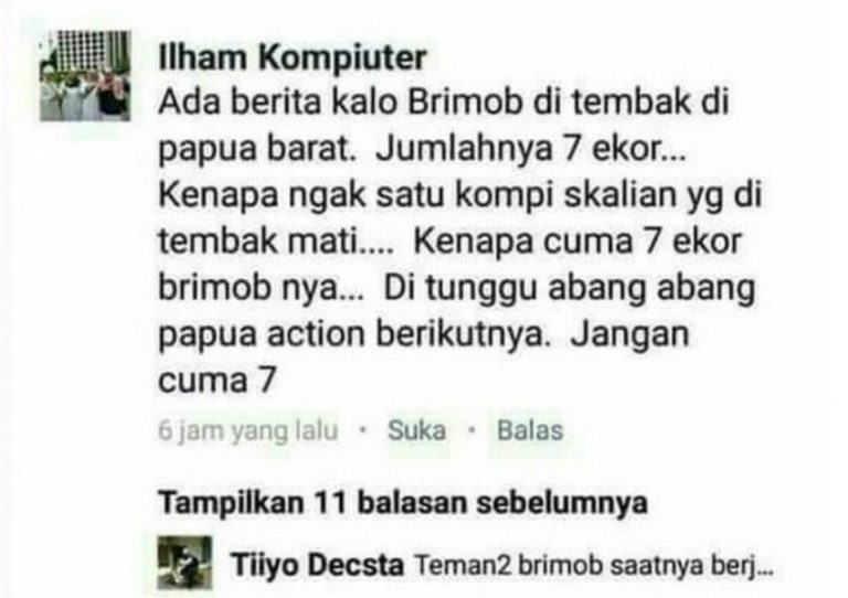 Minta dicyduk Pria ini nekat hina anggota Brimob yang tewas tertembak di Papua min 3