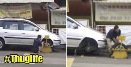 Parkir sembarangan perjuangan pria ini bongkar ban mobil yang digembok petugas viral