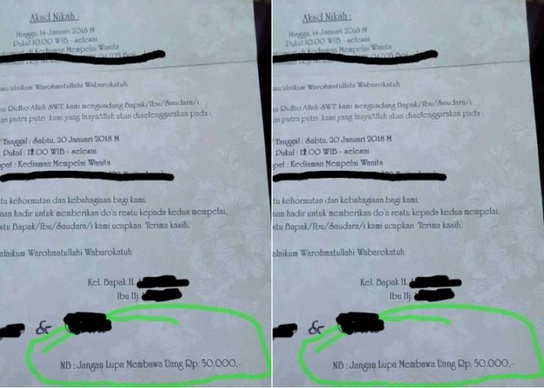 Bukan minta doa restu catatan yang ditulis pasangan pengantin ini di undangan bikin geleng geleng kepala