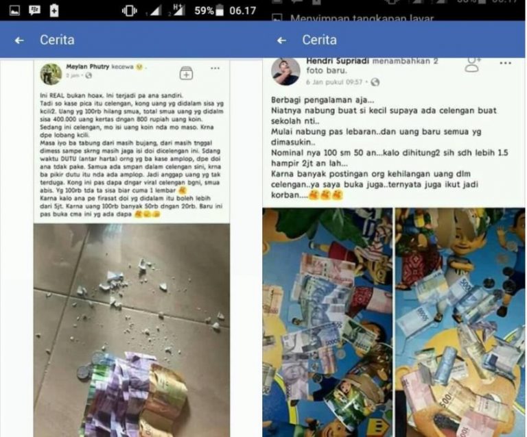 Pengguna Facebook ramai ramai curhat uang di celengan hilang tiba tiba ada yang menduga diambil tuyul