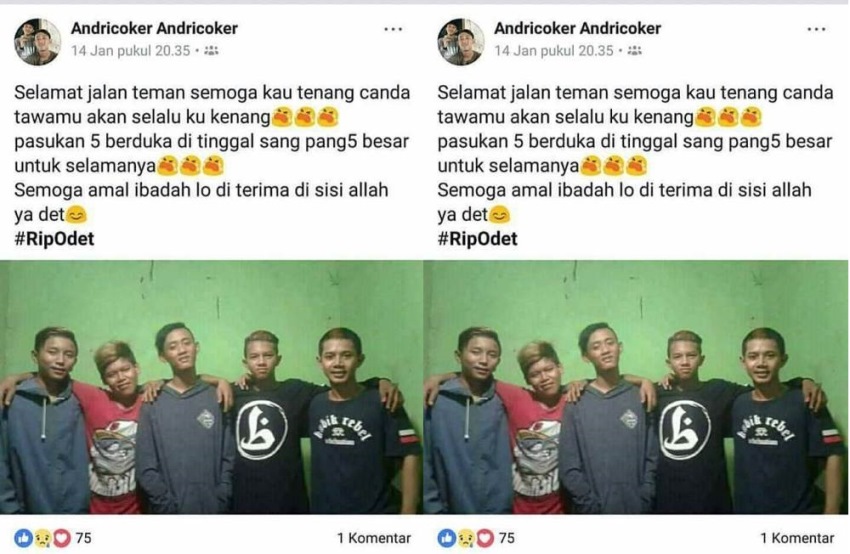 Temannya meninggal dunia, akun diduga komplotan begal sadis ini malah posting foto di FB