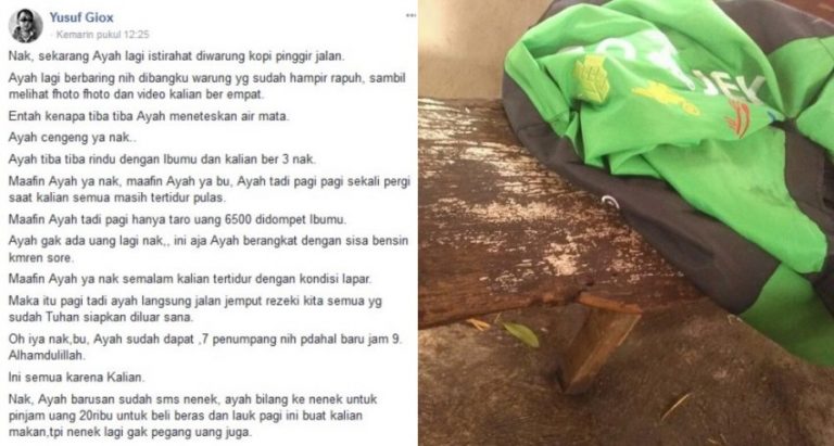 Berangkat pagi saat anak dan istri masih tidur cerita pilu driver ojol ini bikin mewek
