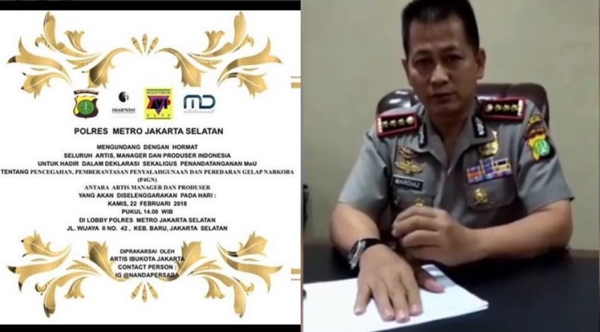 Beredar undangan 'bersedia berhenti jadi artis jika terbukti menyalahgunakan narkoba', ini kata polisi