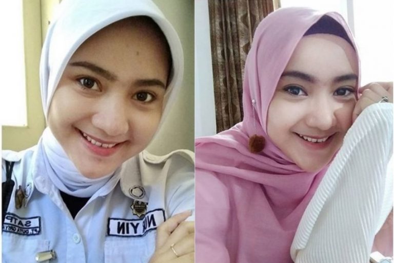 Pernah jadi model hijaber cantik ini kini bekerja sebagai satpam di salah satu bank syariah