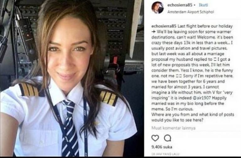 Pilot cantik ini dilamar seorang pria respon singkat sang suami bikin cekikikan
