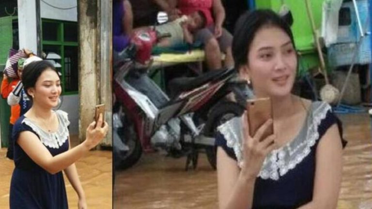 Selain pecel lele bidadari cantik ini juga viral saat banjir melanda Jakarta