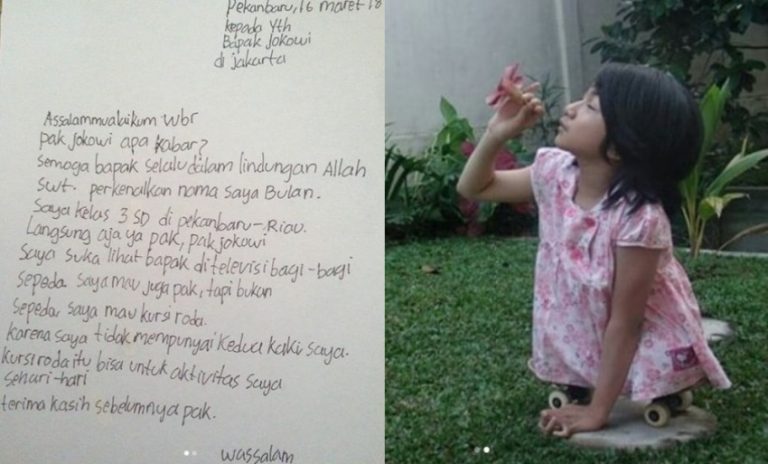 Minta hadiah kursi roda ke Jokowi lewat surat terbuka tulisan gadis ini bikin terenyuh saya tidak mempunyai kedua kaki