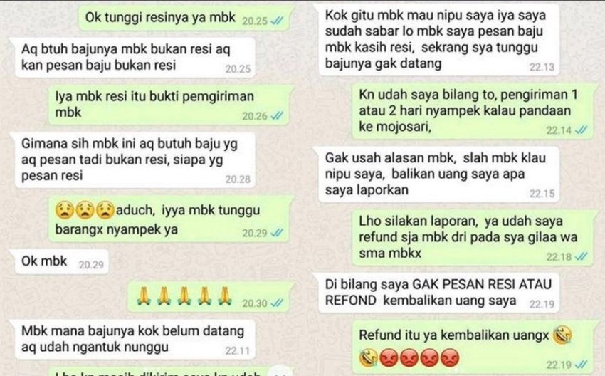 Terkocak, chat penjual olshop dan pembeli ini bikin ngakak 