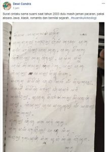 Unik nan romantis, surat cinta ini ditulis pakai aksara Jawa klasik