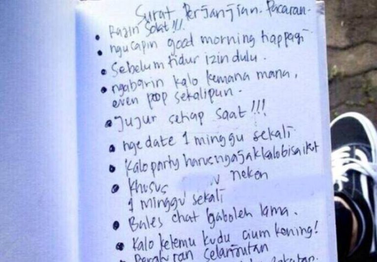 Beredar surat perjanjian pacaran bermaterai kalo ketemu kudu cium kening