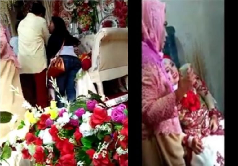 Duduk di pelaminan pengantin wanita ini tiba tiba menjerit mungkin kesurupan