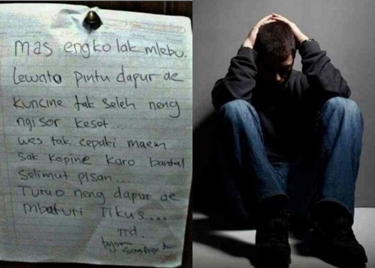 Nggak mau bukakan pintu istri tulis surat untuk suami tidur di dapur saja ditemani tikus
