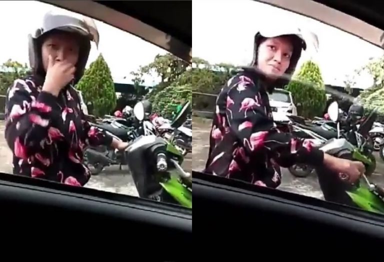Serius bersihin kotoran di muka gadis ini kaget saat kaca mobil tiba tiba dibuka tercyduk