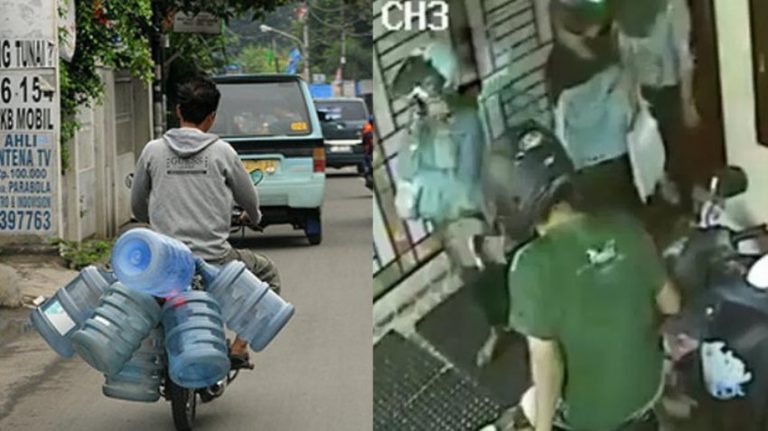 Terekam CCTV tukang antar galon ini ditangkap polisi gara gara ketahuan curi motor