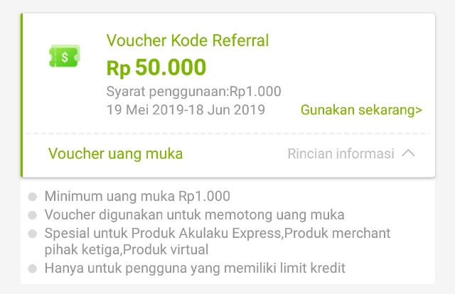 Cara menggunakan voucher kode referral Akulaku