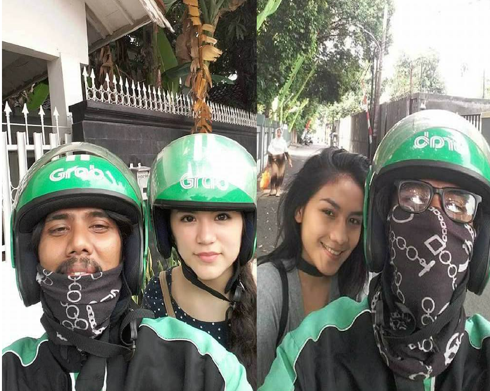 Driver ojek online satu ini selalu ajak foto  penumpangnya 