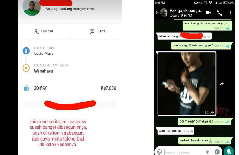 Kisah lucu seorang cewek pesan ojek online buat bangunin pacarnya