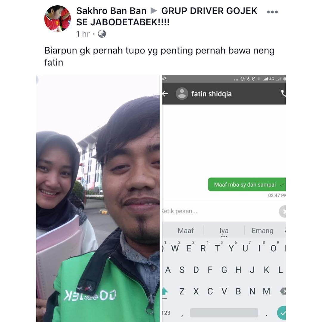 Dapet orderan dari Fatin Shidqia, curhatan driver ojek online ini viral