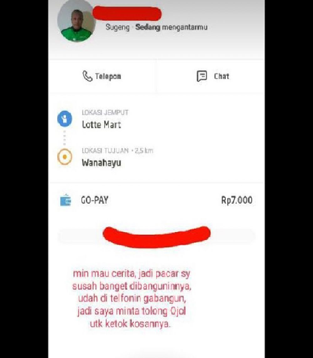 Kisah lucu seorang cewek pesan ojek online buat bangunin pacarnya