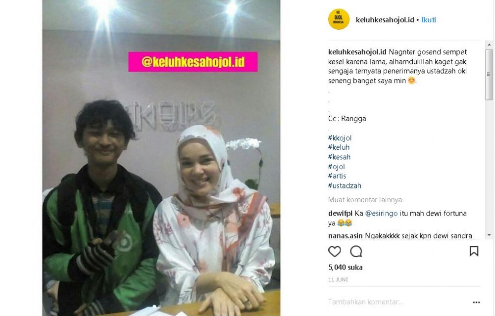 Dapet orderan dari artis top papan atas, driver ojek online ini malah salah sebut nama