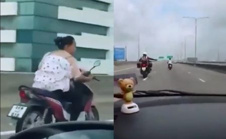Aksi emak emak bawa motor ngebut kejar kejaran dengan polisi di jalan tol videonya viral