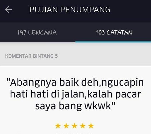 Komentar penumpang driver ojek online kasih bintang lima ini lucunya sampe bikin sakit perut 1