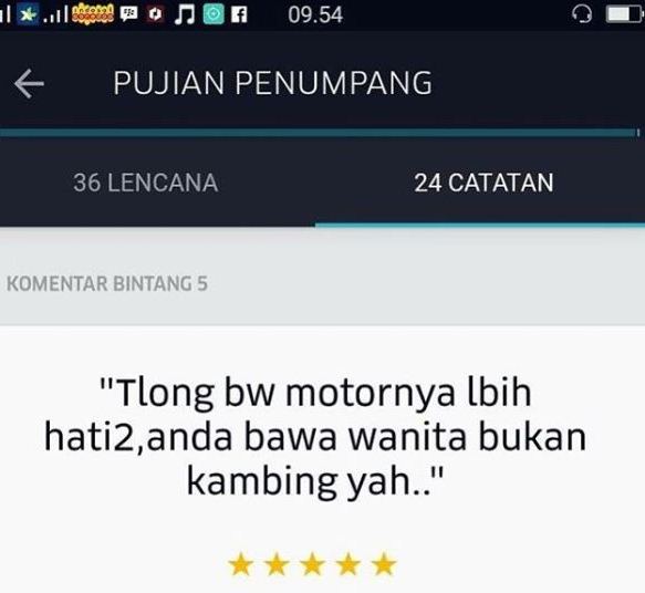 Komentar penumpang driver ojek online kasih bintang lima ini lucunya sampe bikin sakit perut