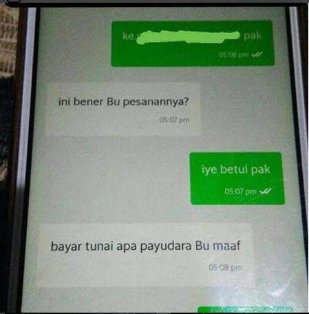 chat lawak driver ojek online dan penumpangnya yang bikin ngakak parah