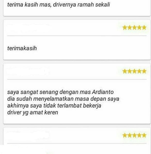 komentar pujian penumpang ojek online ini bikin drivernya klepek-klepek