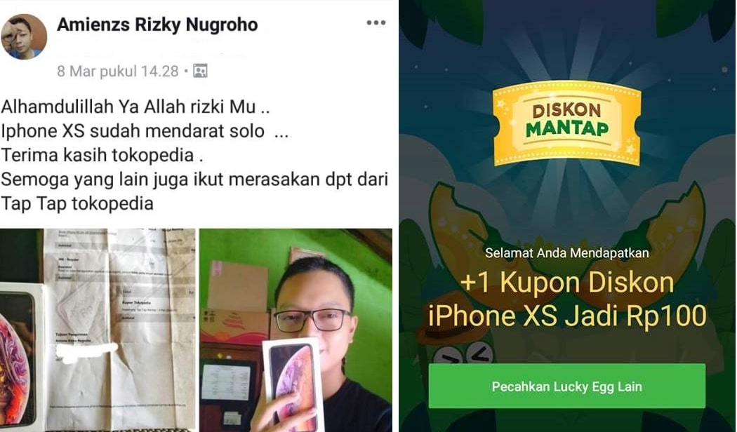 Bikin ngiri! Dapat kupon diskon Tap Tap Mantap Tokopedia orang ini beli iPhone XS cuma bayar Rp 100