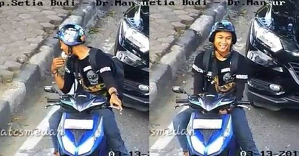 Ditegur petugas ATCS kota Medan karena makan es krim sambil berkendara ekpresi pria ini malah bikin ketawa ngakak