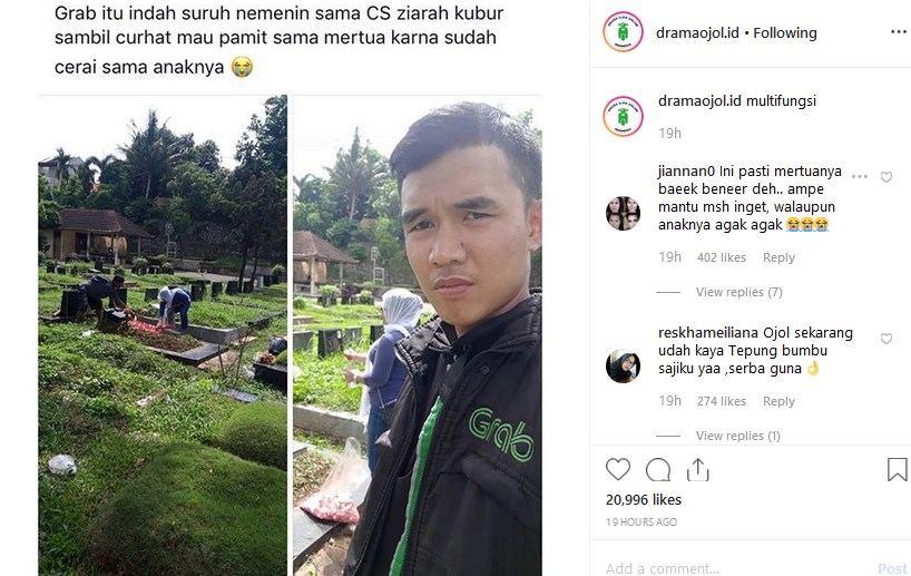 Driver ojol ini diminta untuk mengantarkan customernya ke kuburan