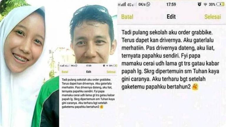 Lama tidak berjumpa anak dan ayah ini dipertemukan kembali saat order ojek online