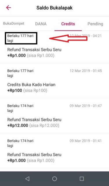 Perpanjang masa berlaku credit bukalapak