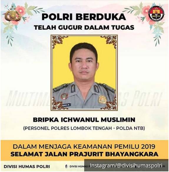 Bripka Ichwanul Muslimin, Polisi Meninggal saat Pemilihan Umum