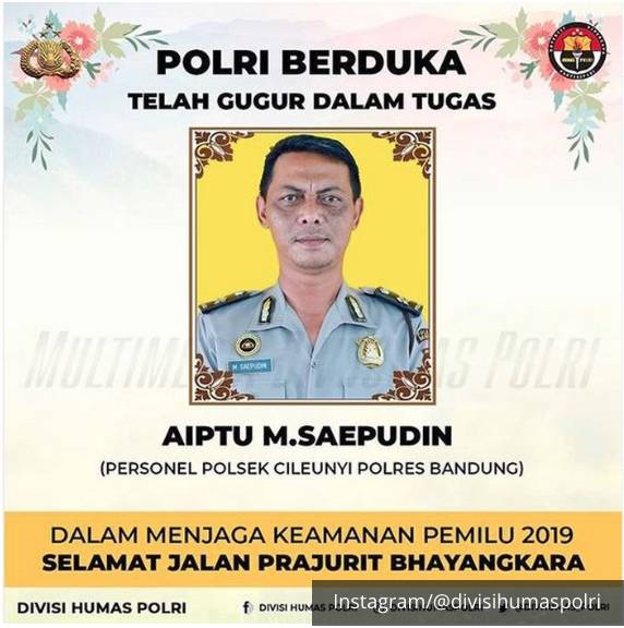 Polisi Meninggal Pemilu 2019