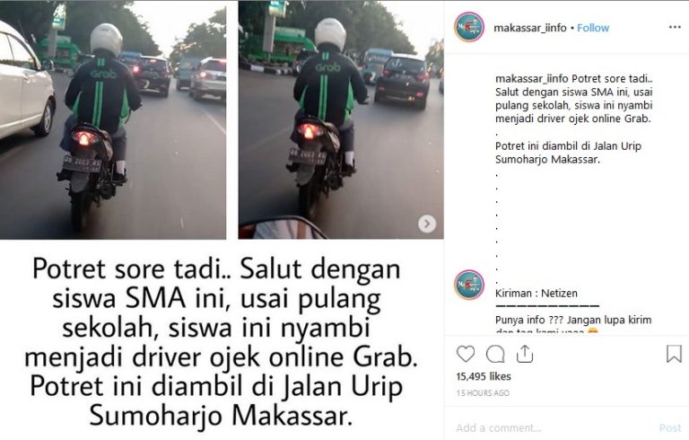 siswa SMA nyambi jadi driver ojol