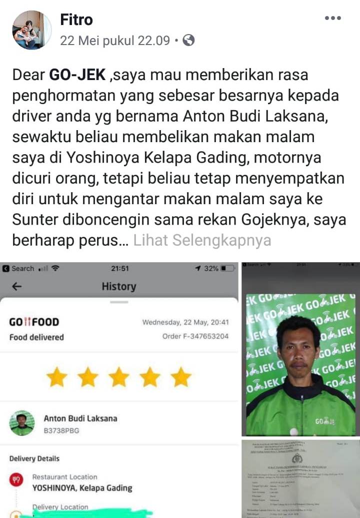 Motor Dicuri, Driver Ojol Ini Tetap Antarkan Pesanan Pelanggannya