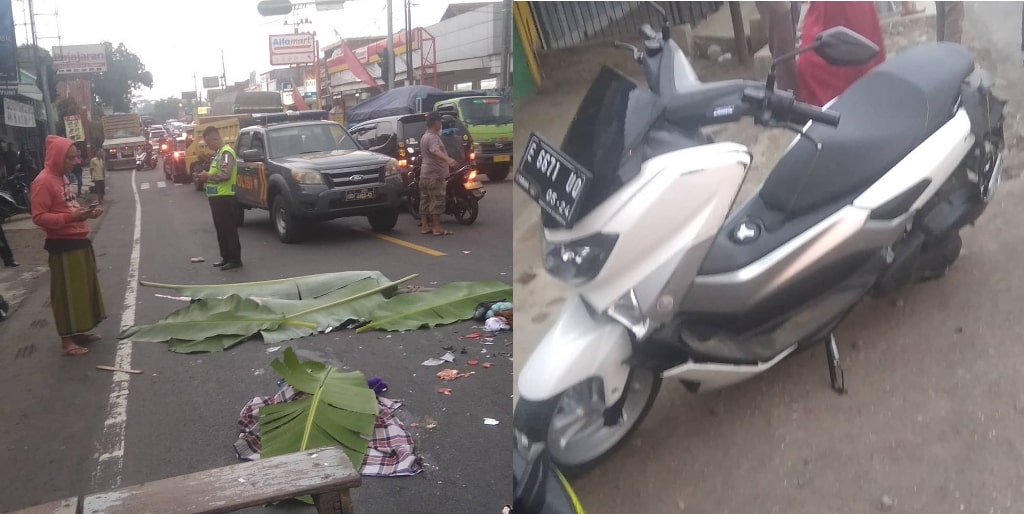 Kecelakan di pertigaan Cisaga, Yamaha N-Max diseruduk truk trailer, satu keluarga langsung tewas di lokasi