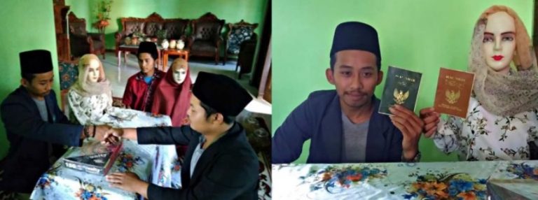 Kelamaan jomblo cowok ini nikahi manekin