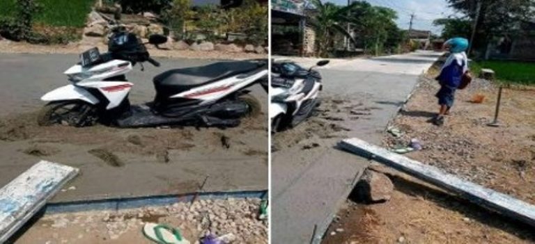 Viral cewek ngotot terobos jalan baru dicor auto malu dan kena ganjaran 2