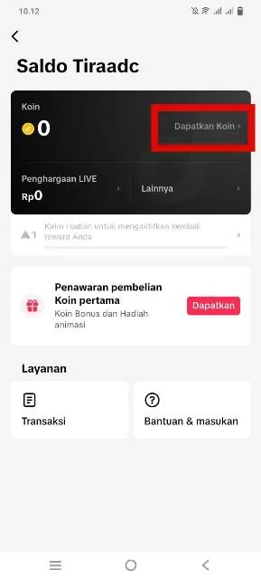 Dapatkan Koin