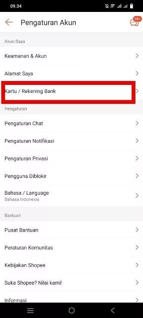 Kartu atau Rekening Bank