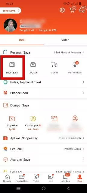 Pilih Belum Bayar